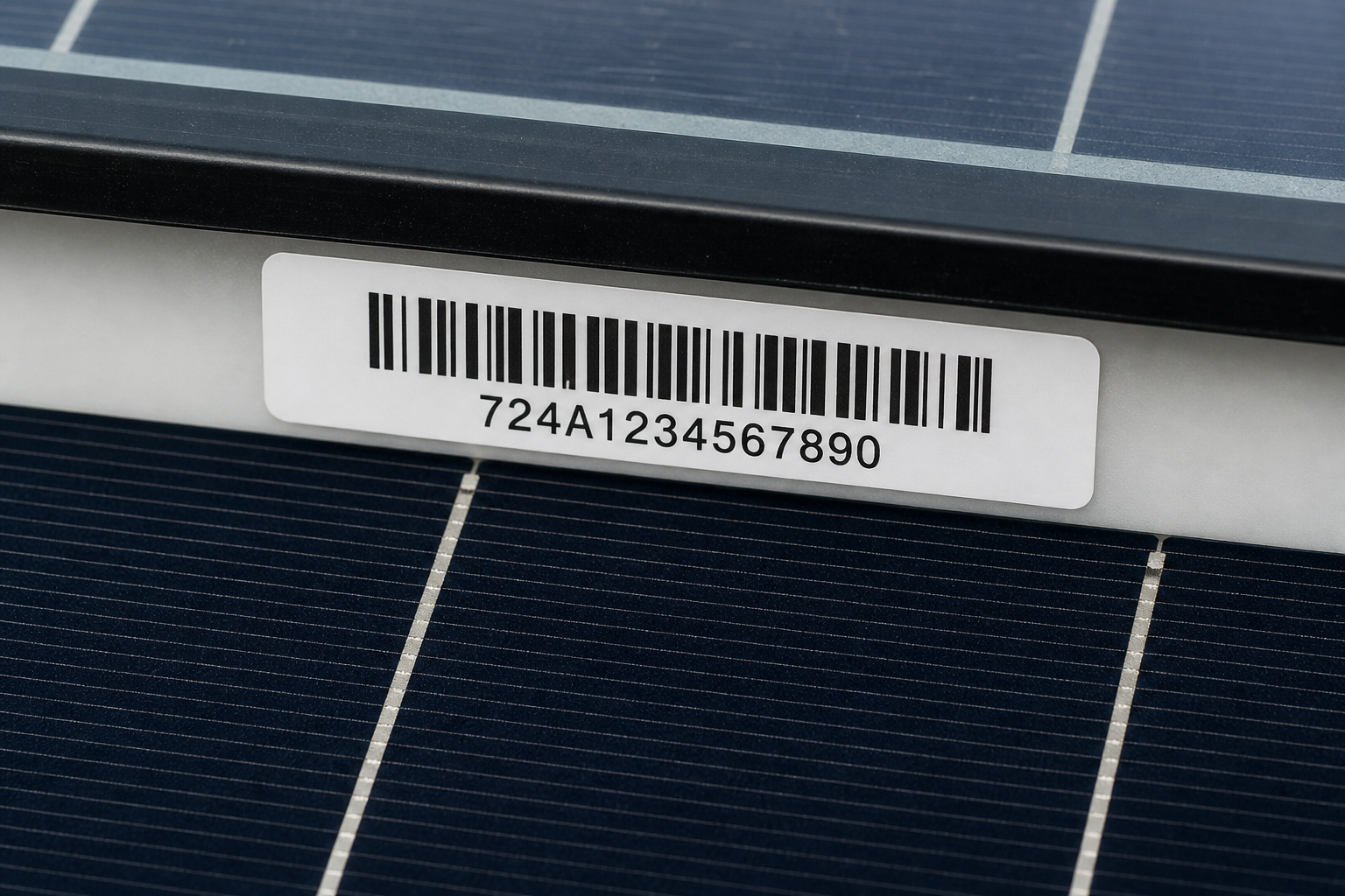 Example of module serial number location on a solar panel